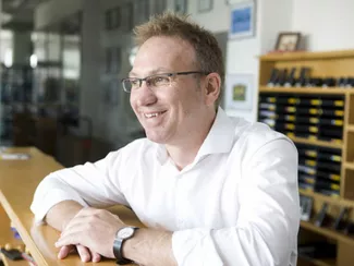 [Translate to en:] Prof. Thomas Auer präsentierte neueste Forschungsergebnisse und aktuelle Projekte im Rahmen der diesjährigen Innovationsseminare der Deutsch Amerikanischen Handelskammer in Kalifornien und Oregon. (Bild: Transsolar)