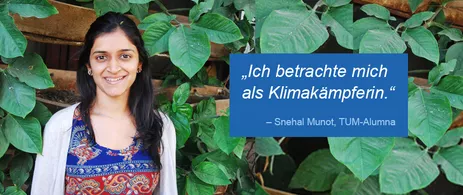 Grafik mit Bild von Snehal Munot und persönlichem Statement