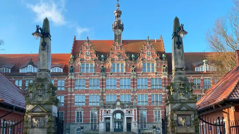 Front view of the main building of the Gdansk University of Technology