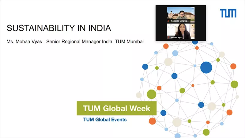 Infoslide on the TUM Mumbai sustainability event at the TUM Global Week 2021