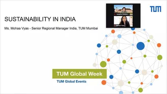 Infoslide zum Sustainability-Event von TUM Mumbai bei der TUM Global Week 2021