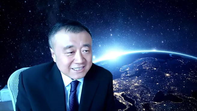 Screenshot des Tsinghua-Vizepräsidenten während des Videocalls