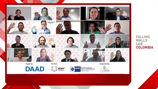 Slide from the video call with all participants