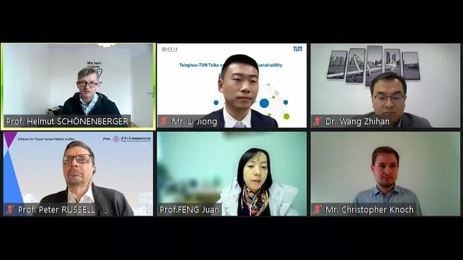 Screenshot der Rednerinnen und Redner der TUM-Tsinghua Talks 2021