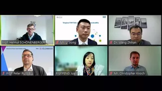 Screenshot der Rednerinnen und Redner der TUM-Tsinghua Talks 2021