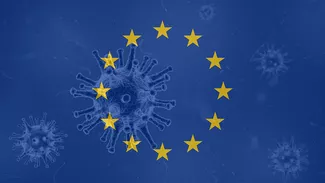 Coronavirus depiction on flag of the European Union