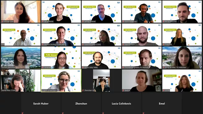 Screenshot with participants of the virtual TUM Global Week welcome event