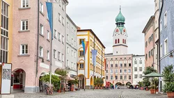 Colorful houses in the center of Rosenheim