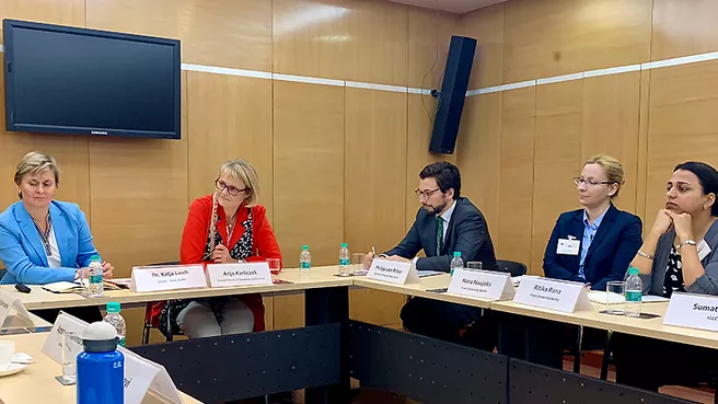 The participants of the Indo-German exchange meeting during consultations in the conference room