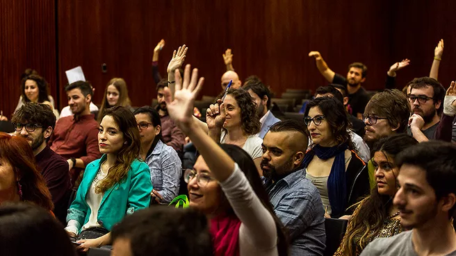 Participants of the PhD and postdoc workshop in the lecture hall