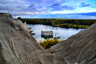 Derelict building in a lake