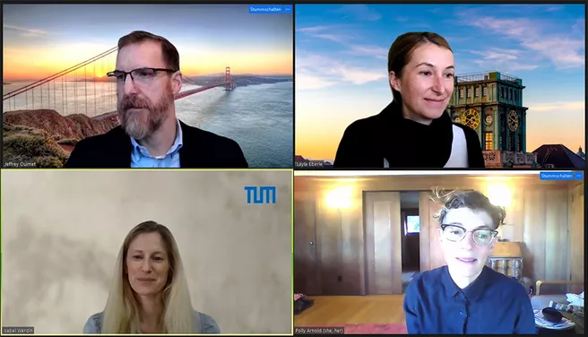 Screenshot des TUM Global & Alumni Veranstaltungs-Teams mit Polly Arnold