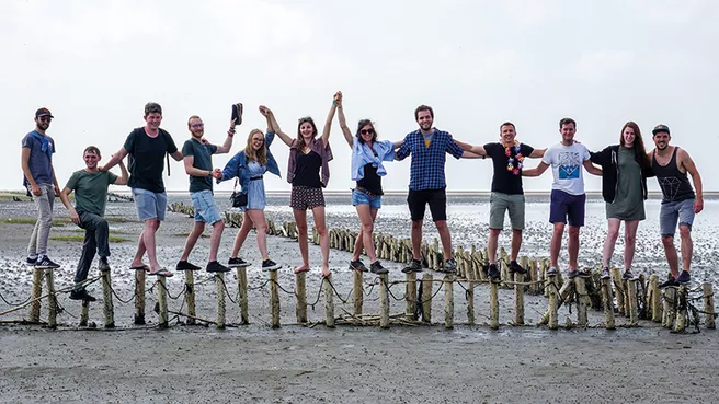Erasmus+ Studierende bei einem Ausflug auf die dänischen Wattenmeerinseln.