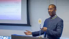 James Mister holding a speech