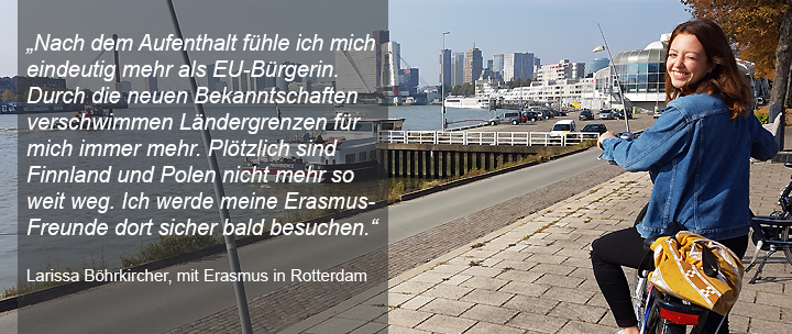 Bild mit Statement von Erasmus-Teilnehmerin Larissa Böhrkircher