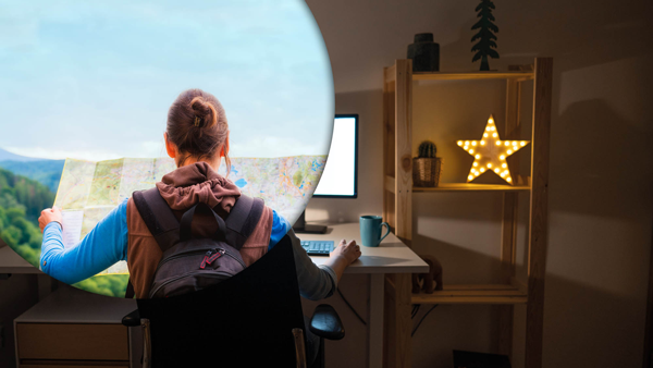 Young woman with map